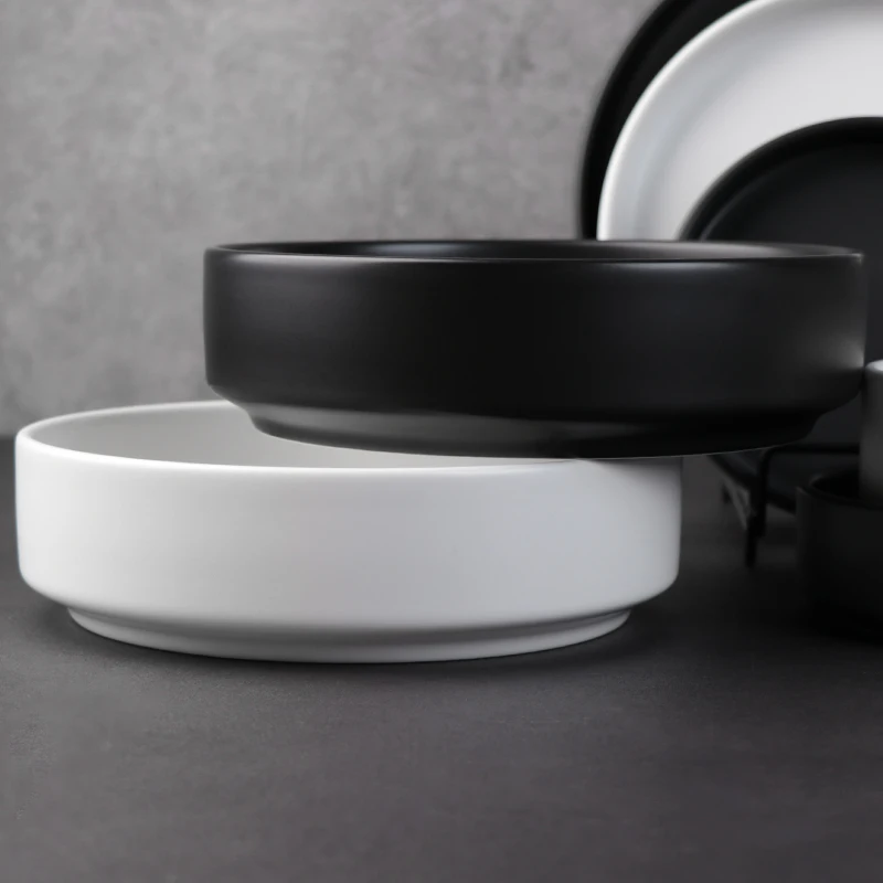 Круглая глазурованная черная фарфоровая посуда Geschirr Keramik Besteck, фарфоровая посуда для ужина, кухонная тарелка, оптовая продажа, тарелка для кейтеринга