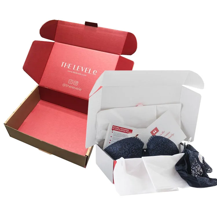 Пользовательская печать логотипа Роскошный бренд Мужская одежда Футболка Упаковка Коробка для доставки Женский сексуальный бюстгальтер Упаковочные бумажные коробки для нижнего белья