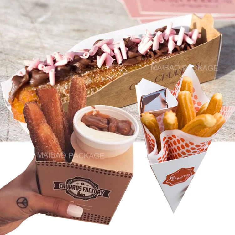 Одноразовый бумажный держатель для чуррос, конус, пузырьковое яйцо, вафельная упаковочная коробка, креп, картофель фри, V-образный нижний конус, держатель для мороженого