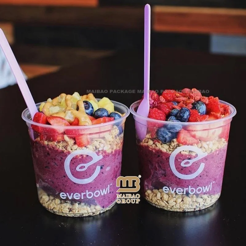 Пользовательские миски асаи на 8/12/14/16/24/32 унции с логотипом, пластиковые стаканчики для салатов, фруктов и овощей, контейнеры на вынос
