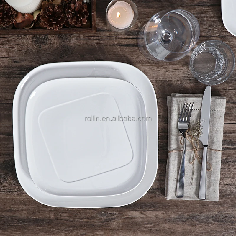 Производитель Chaozhou продает набор посуды премиум-класса, высококачественную белую треугольную керамическую обеденную тарелку