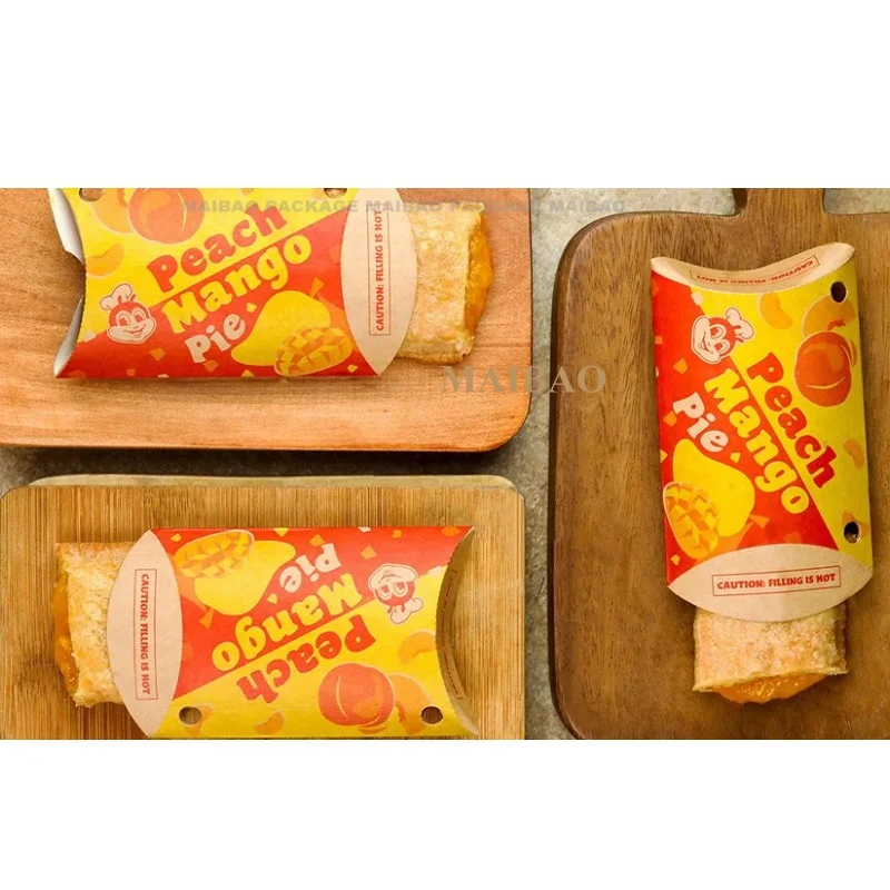 Коробка для пирога с принтом на вынос, конус для картофеля фри, биоразлагаемый пищевой сорт, донер, кебаб, буррито, бумага, упаковочная коробка для шаурмы