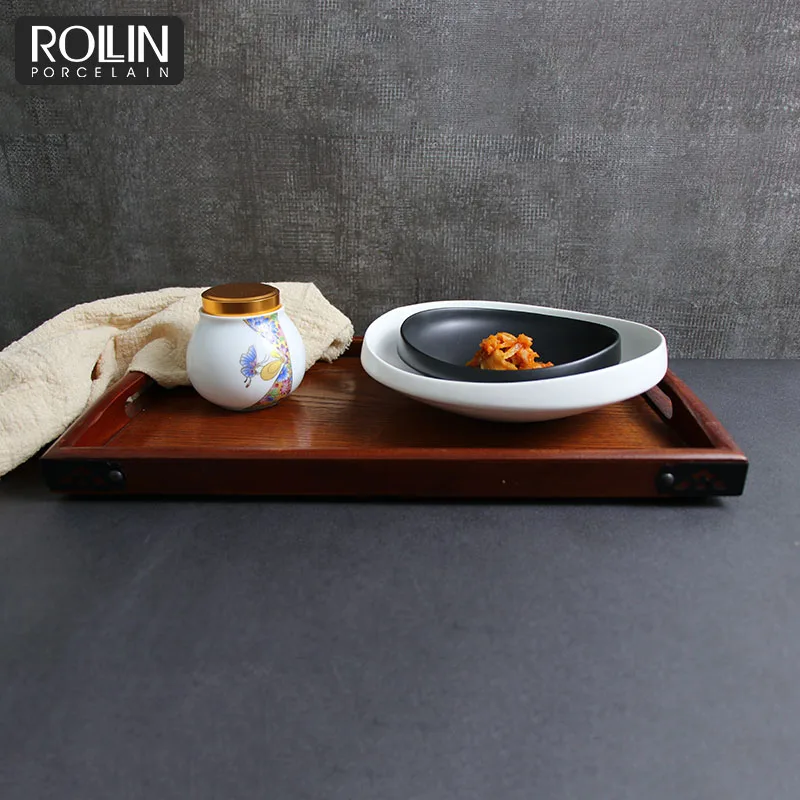 Керамические миски для отелей, оптовая продажа, салатница для суши, посуда для японского ресторана, тарелки на заказ, фарфоровая тарелка с логотипом