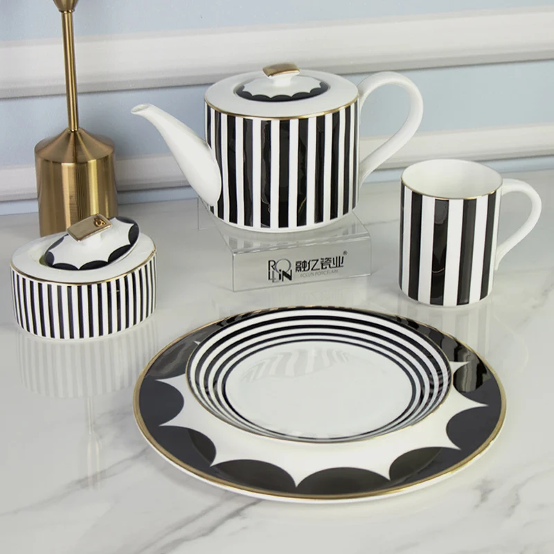 Роскошный комплект посуды Gold Western, роскошный обеденный сервиз из костяного фарфора