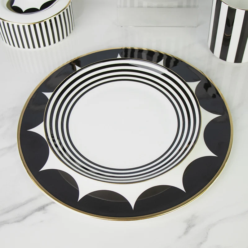 Роскошный комплект посуды Gold Western, роскошный обеденный сервиз из костяного фарфора