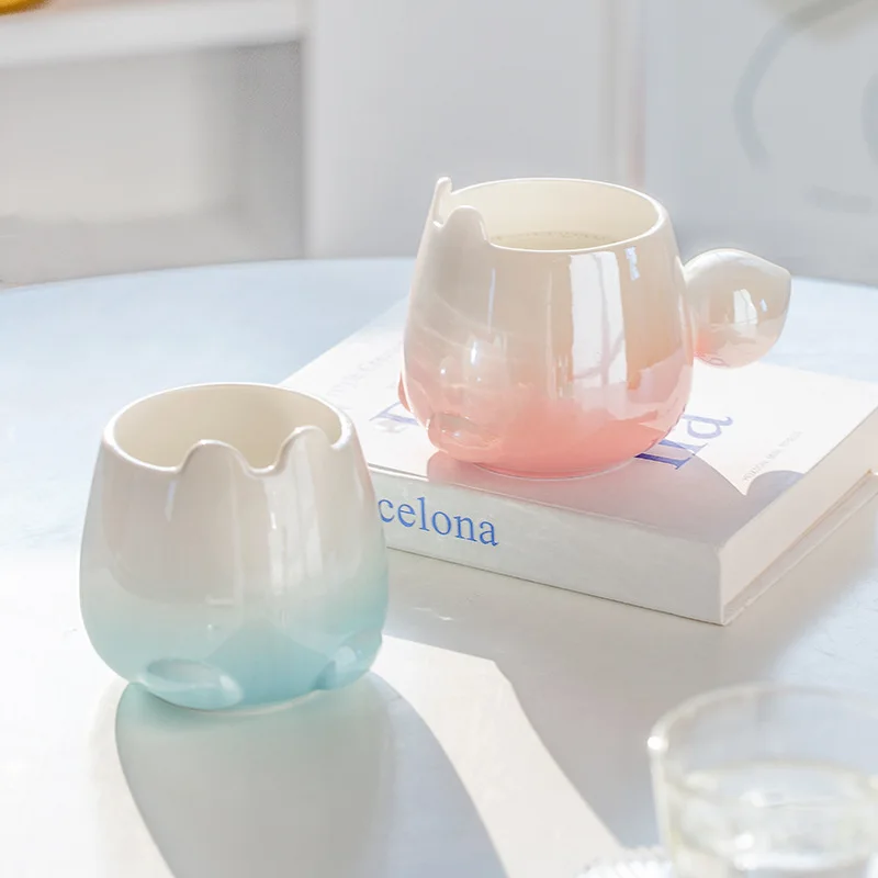 Цвет распыления, керамическая кружка для мороженого, кофе, кошачьи уши, Alibaba, лидер продаж, высококачественная домашняя миска для десерта, чашка для завтрака, чашки для чая с молоком