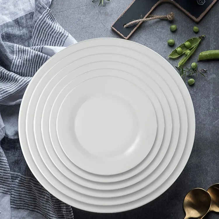 Современные 12-дюймовые белые фарфоровые тарелки, посуда, ресторанный ансамбль шведского стола Vaissell, штабелируемые керамические тарелки с индивидуальным принтом
