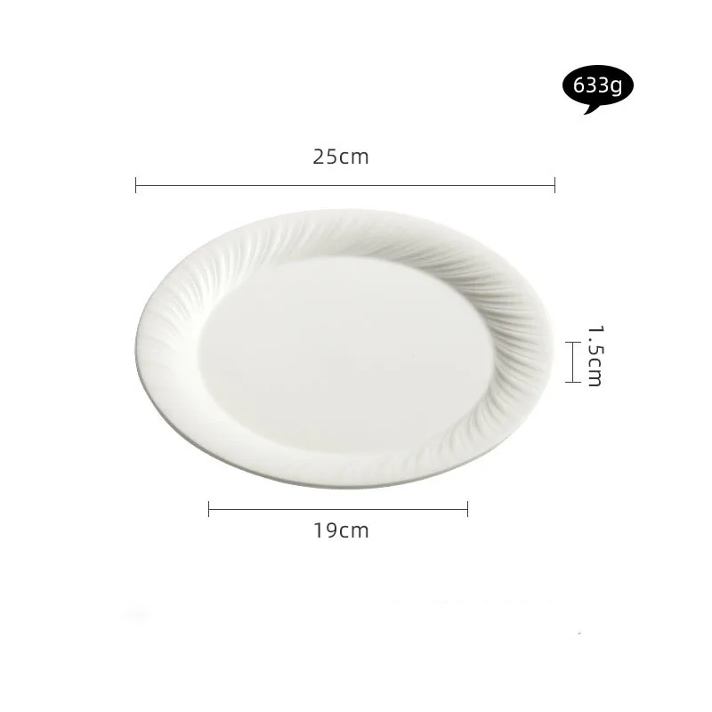 Creative Ceramic Porcelain White Dinner Plates Eco-Friendly Flat Steak Dishes for Wedding Tableware Made from Plastic