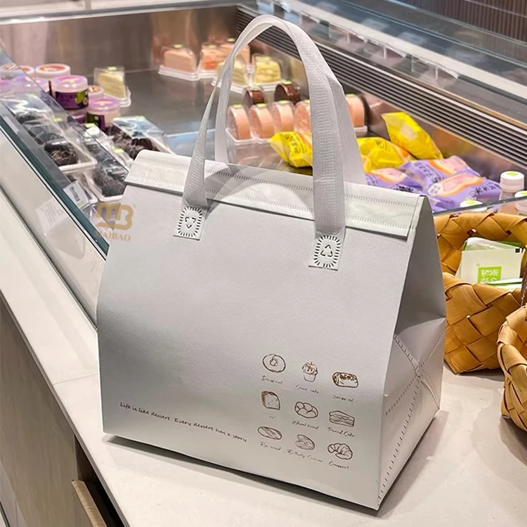 Оптовая продажа, сумка-холодильник из нетканого материала, изготовленная на заказ изоляционная сумка из нетканого материала, упаковка для еды на вынос, сумка для тепловой доставки, алюминий