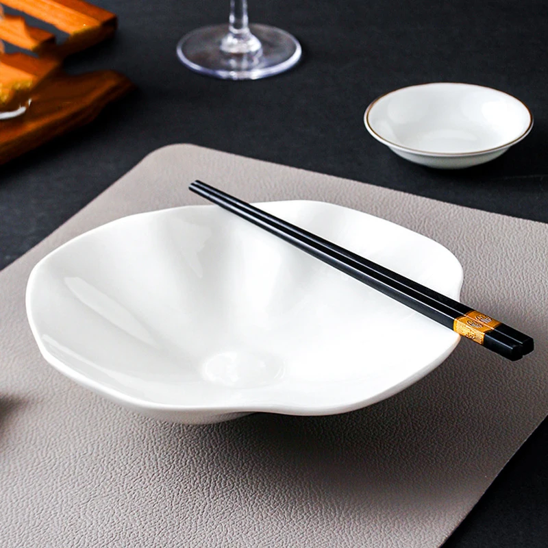 Lotus Light Luxury Western  Sushi Breakfast Tableware Wedding Ceramic Porcelain Irregular Soup Salad Plate