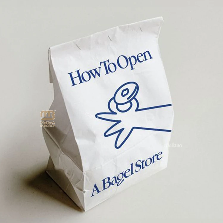 Пользовательский логотип Пищевой сэндвич-гамбургер Упаковочные пакеты для картофеля фри Жиронепроницаемые пакеты для багета Мешки для хлеба Мешки для печенья и конфет Крафт-бумага