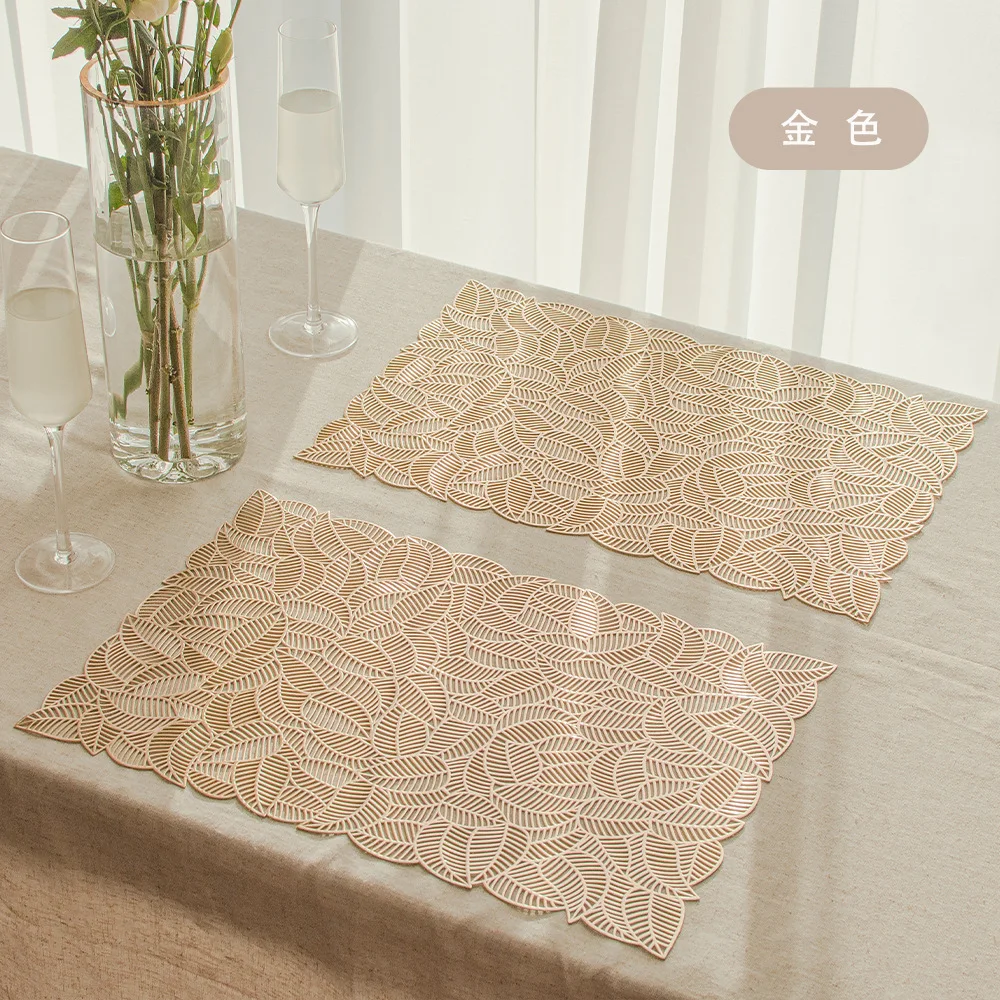 Customized PVC Table Mats Lightweight Washable Gold Silver Copper Hollow Design Waterproof Affordable Packaged in Cartons