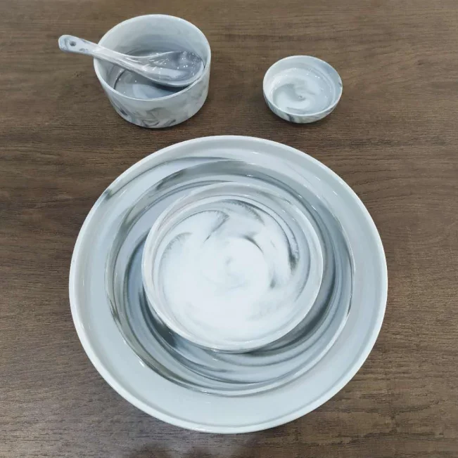 Наборы высокотемпературных керамических тарелок, розовый мраморный фарфоровый набор для ужина, серый мраморный набор посуды