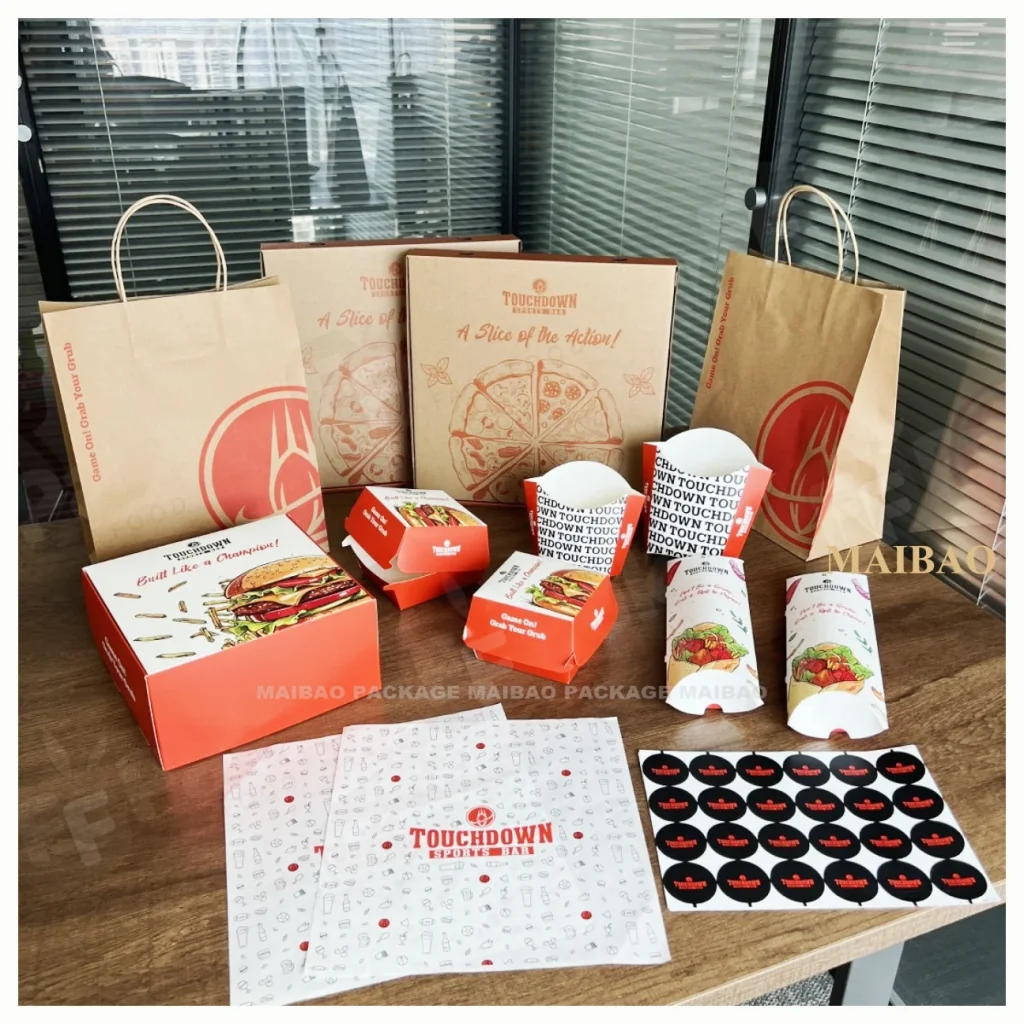 Оптовая продажа на заказ, крафт-лапша, гамбургер, упаковка для обеда, одноразовая бумага, коробки для еды на вынос и чашки