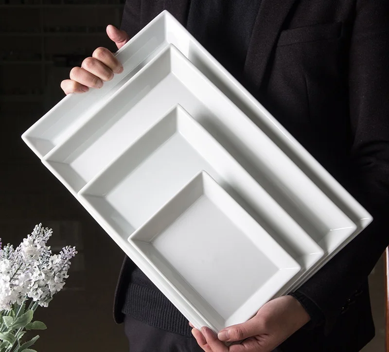 Wholesale 16inch Rectangle Marble Ceramic Jewelry Plate Tray Luxury High Quality Household Dishes for Wedding Display