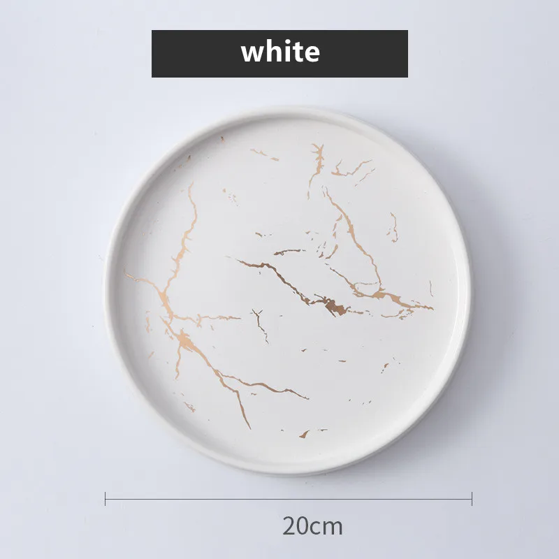 Nordic Style Ceramic Marble Plate Eco-Friendly Luxury Tableware for Dinner and Dessert Porcelain Steak Plate