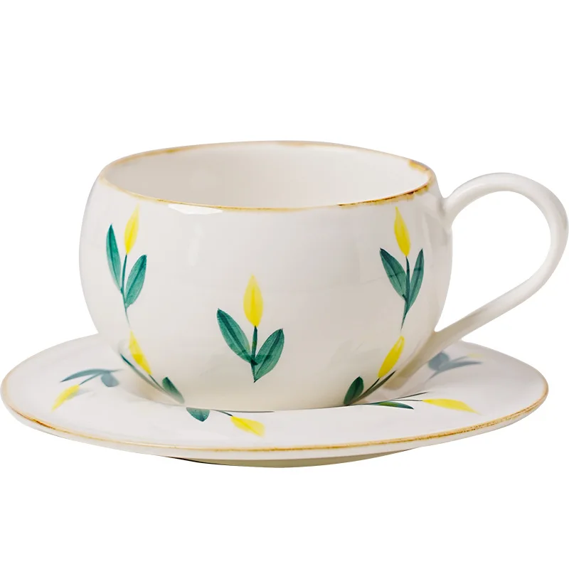 Wholesale Thickened Porcelain Coffee & Tea Mug Sets Simple Design Cappuccino Latte Cup for Party With Saucer