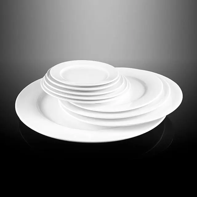 Китай Поставщик Отель Холл Ресторан Ресторан Белая Дешевая круглая фарфоровая керамическая 10-дюймовая обеденная тарелка для общественного питания