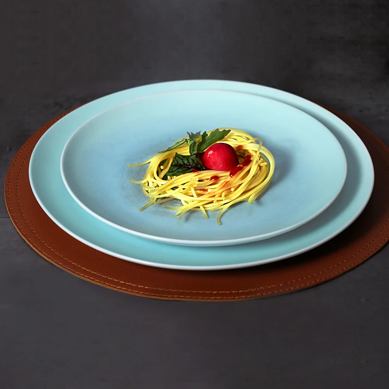 Наборы керамических тарелок Посуда Посуда Синяя обеденная тарелка Минималистичная керамическая тарелка для банкета