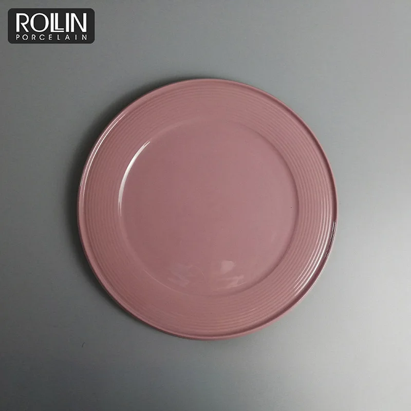 Глазурованная посуда розового цвета, фарфоровый обеденный набор, цветная тарелка, набор столовой посуды для ресторана, свадьбы, вечеринки, фарфоровые тарелки