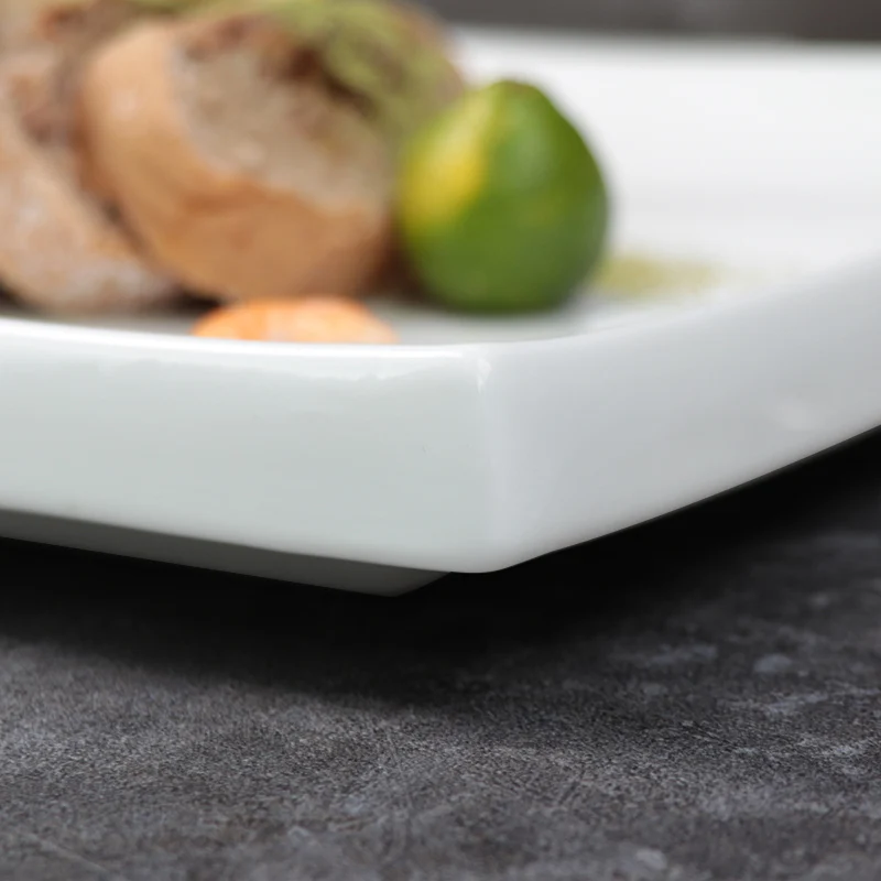 Оптовые керамические основные обеденные тарелки 10-дюймовые дешевые керамические квадратные тарелки из керамического фарфора для отелей
