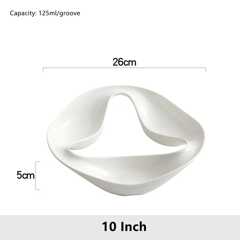 Luxury White Porcelain Irregular Dinner Plates for Restaurant Hotel Serving Show Plate Dessert Cold Dishes