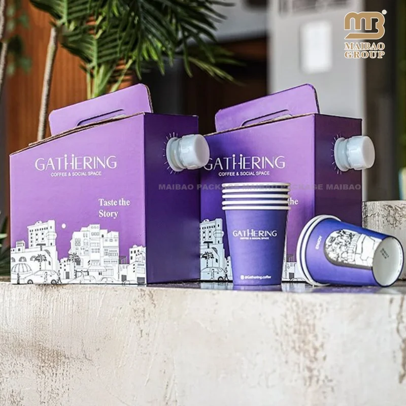 Оптовая продажа, напечатанный на заказ логотип, 2л/3л/5л, прочный гофрированный контейнер для кофе, одноразовый дозатор кофе, коробка