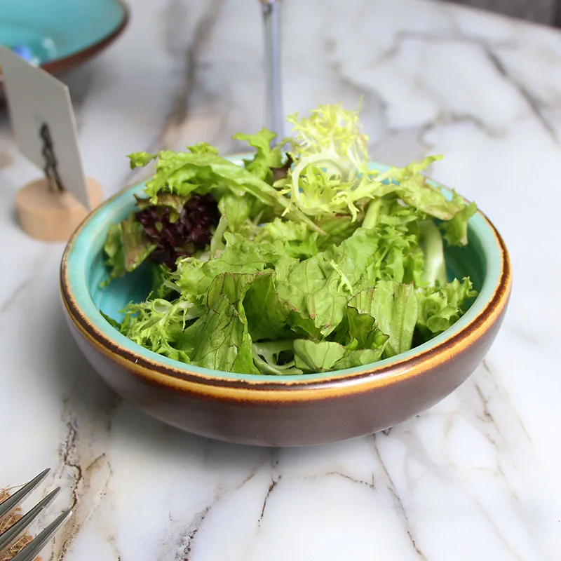 Керамическая миска с кракленой глазурью, посуда, зеленые салатницы, керамическая рождественская посуда, тарелка, сервировочная посуда для кейтеринга