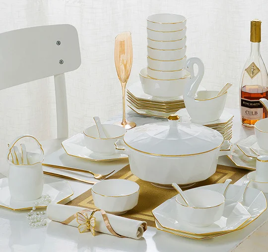 Hot Selling Ceramic Bowl Plate Phnom Penh Cutlery Camping Picnic Nordic Cutlery Set