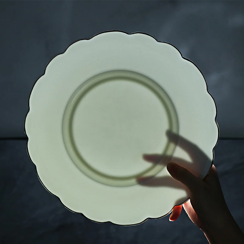 Принадлежности для отелей, костяной фарфор, белая посуда, набор тарелок, столовая посуда с золотой оправой, роскошный гостиничный костяной фарфор, изысканный набор костяного фарфора для ресторана