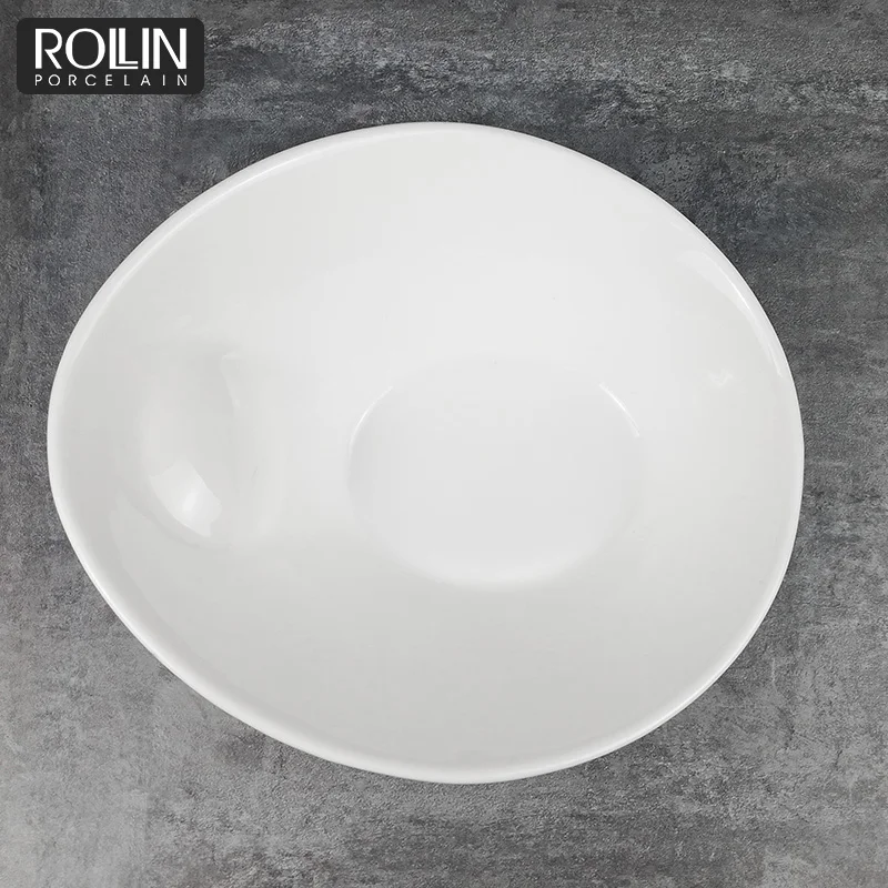 Оптовая продажа, ресторан, банкетная чаша, дешевая белая фарфоровая керамическая салатница для ужина