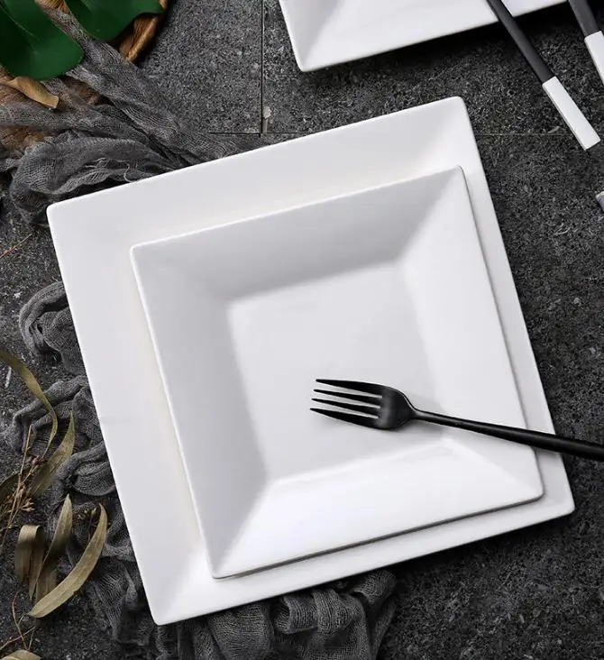Modern Minimalist White Ceramic Plate Tableware for Home or Party Steak Pasta Dessert Dish Wholesale