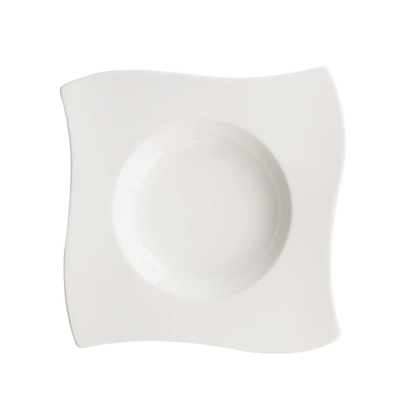 Нестандартная западная посуда Производство гостиничных керамических фарфоровых блюд и тарелок Тарелка для пасты Белая ресторанная тарелка