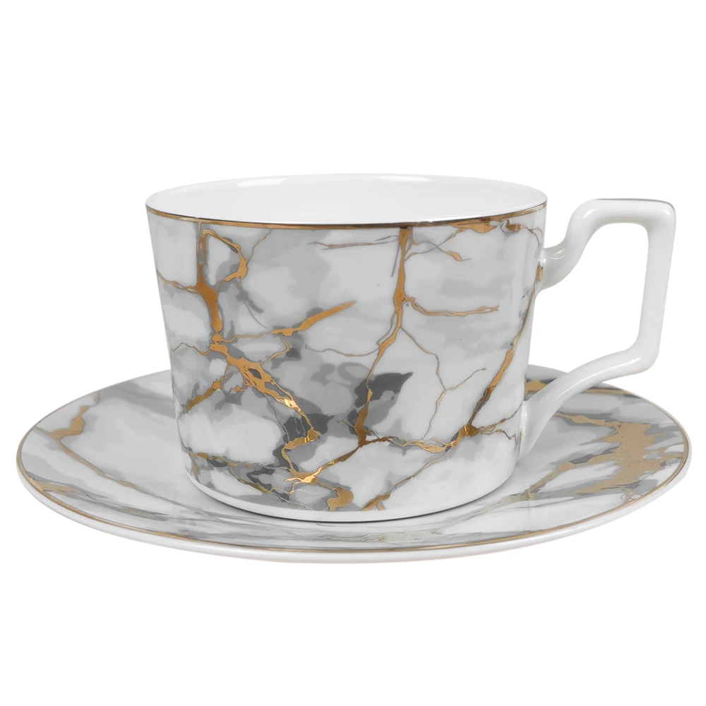 Роскошные фарфоровые тарелки в европейском стиле 8 10,5 12 дюймов с золотой оправой, мраморный дизайн, сервировочное блюдо для салата, стейка, керамический набор посуды