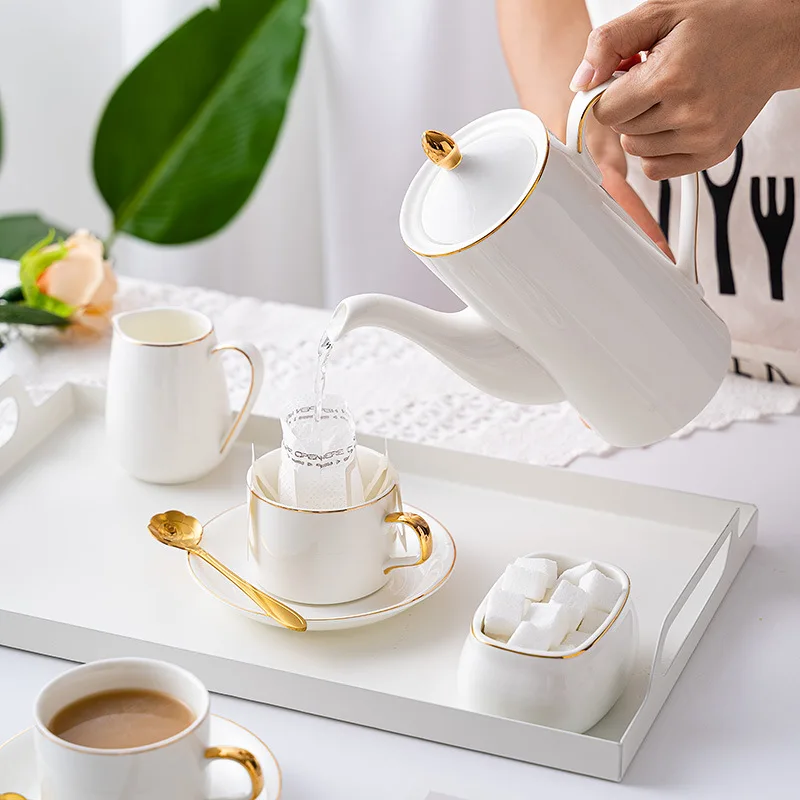 European Nordic Style Cup and Saucer Style Luxury Home Coffee Ceramic Mug Set of 6 Gift Box Set