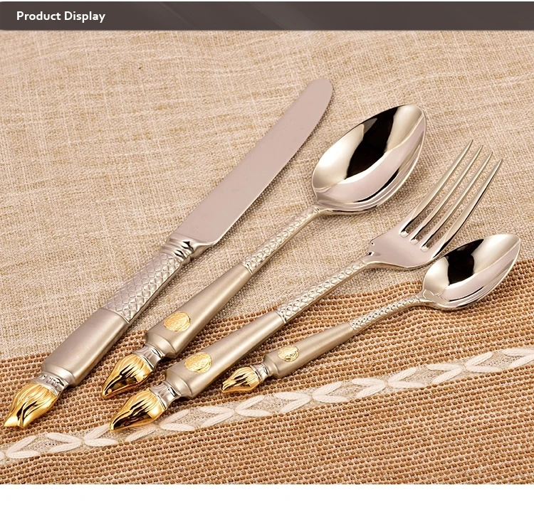 Роскошная посуда из 24-каратного золота, столовые приборы из нержавеющей стали для отелей, набор столовых приборов из 24 предметов для свадьбы с подарочной коробкой