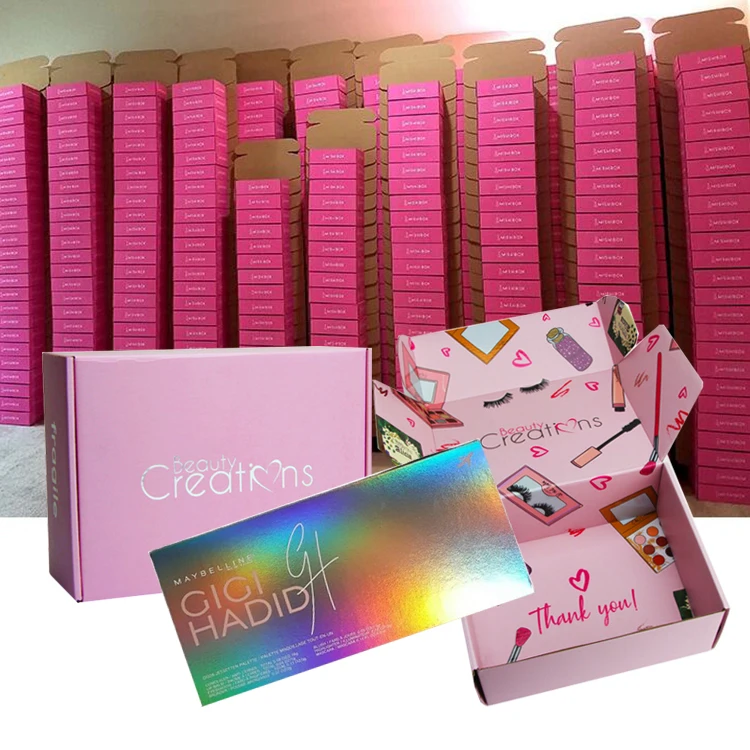 Пользовательские печатные синие вырезанные литературные почтовые ящики для доставки, розовые голографические почтовые коробки из гофрированной бумаги для одежды