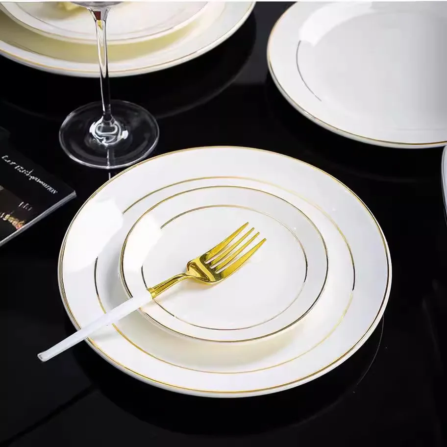 Modern White Porcelain Dinner Plates Microwave-Safe Square Ceramic Dish for Steak Fruits Wedding Cakes-for Household Party Use