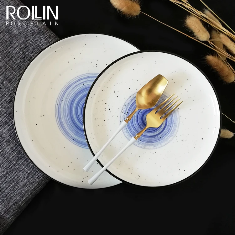 Оптовая торговля пользовательским логотипом посуда для использования в отеле тарелка под глазурованной керамической обеденной тарелкой для ресторанов