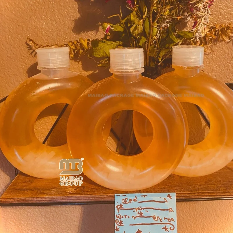 Новое поступление, ПП, высокая термостойкость, форма пончика, портативная пластиковая бутылка для чая с молоком, сок для кофе, упаковка для горячего сока
