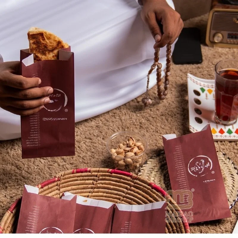 Изготовленный на заказ небольшой плоский V-образный нижний маслостойкий пергамин с воском, бумажный пакет для упаковки пищевых сэндвичей, закусок, чипсов, хлебобулочных изделий, печенья