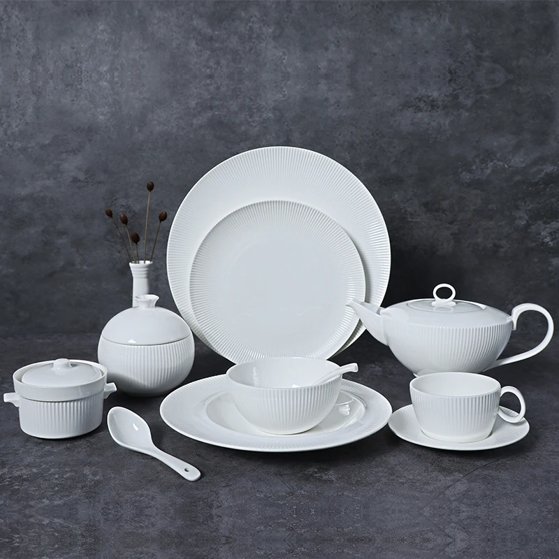 Гостеприимство New Bone China Набор белых кофейных чашек с блюдцем Посуда Ресторан