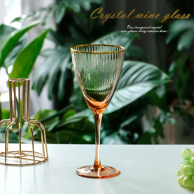 Классические бокалы для шампанского с золотой оправой, вертикальные янтарные креативные бокалы для мартини для коктейлей, пузырькового мороженого, десертов, прозрачные