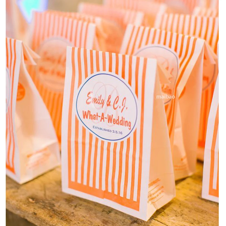 Пищевая вощеная бумага, сумка для закусок для хлеба и печенья для детей, закрывающиеся пакеты для попкорна, изготовленный на заказ пакет из крафт-бумаги с вашим собственным логотипом