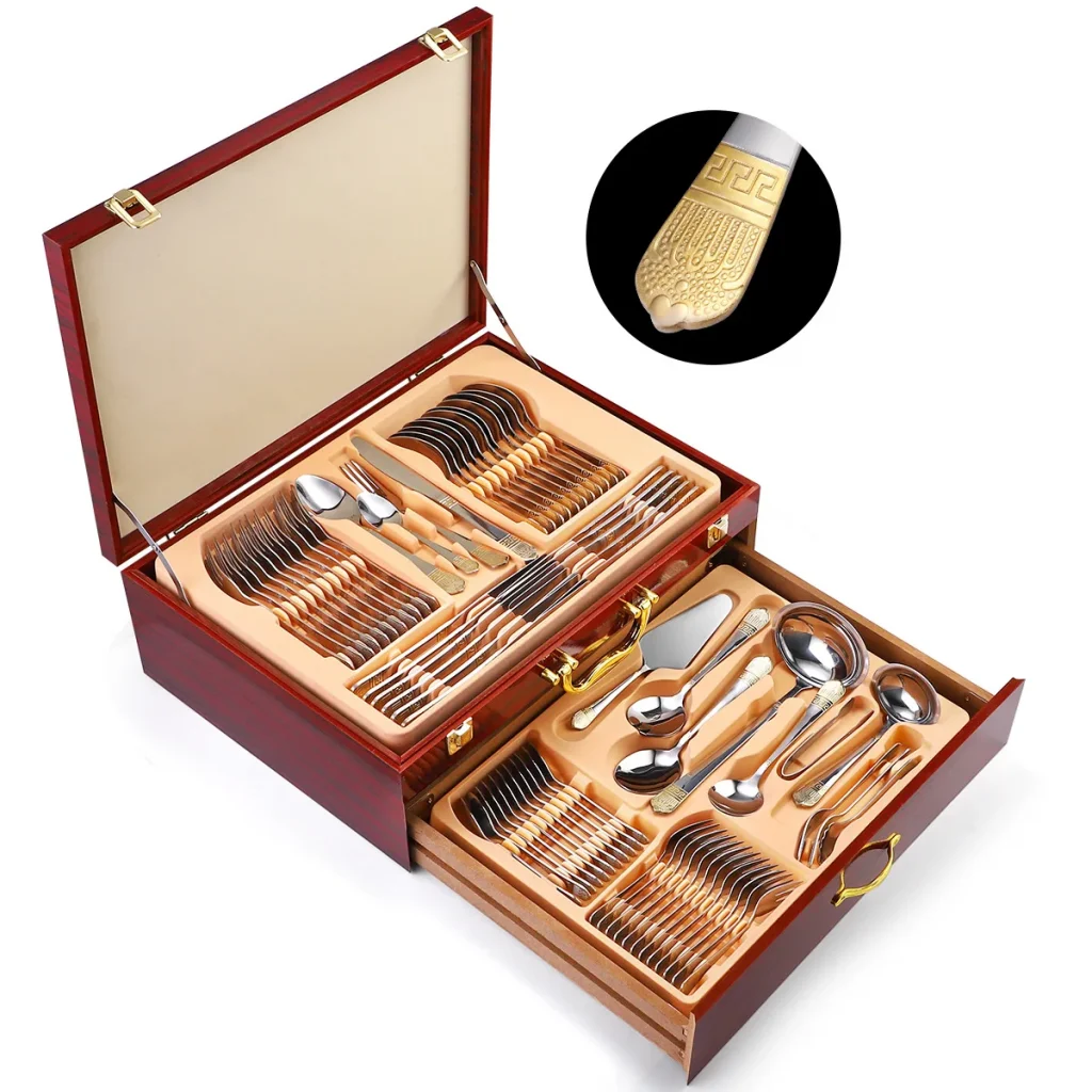 Hot Sale Restaurant Wedding Set 304 Stainless Steel Silver Knife and Fork Flatware Cutlery
