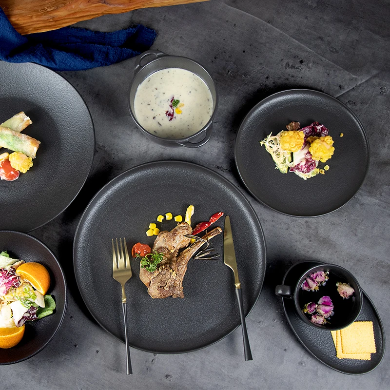 Новый дизайн, нерегулярный овальный чайный сервиз, кофейный сервиз, черный матовый скандинавский керамический чайный сервиз