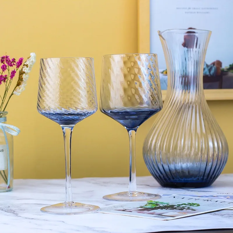 Пользовательский логотип, прозрачные полосатые игристые флейты ручной работы, роскошные барные кухонные бокалы для вина с хрустальным дизайном без ножки