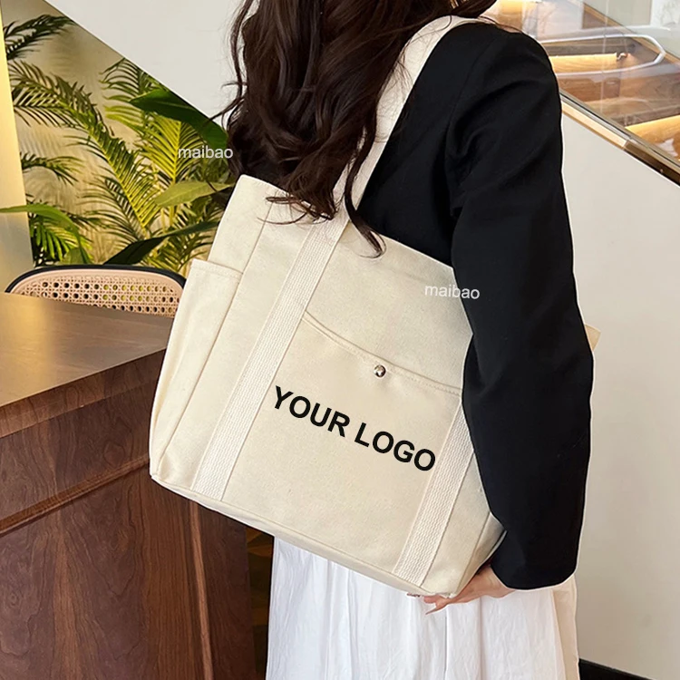 Хлопковые холщовые сумки-тоут с логотипом. Пустая белая женская хлопковая холщовая ручная сумка. Экологичная многоразовая хлопковая большая сумка для покупок.