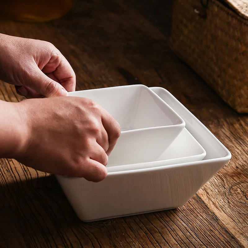 Роскошная белая фарфоровая круглая квадратная чаша для свадебной посуды и сервировочной посуды в ресторане