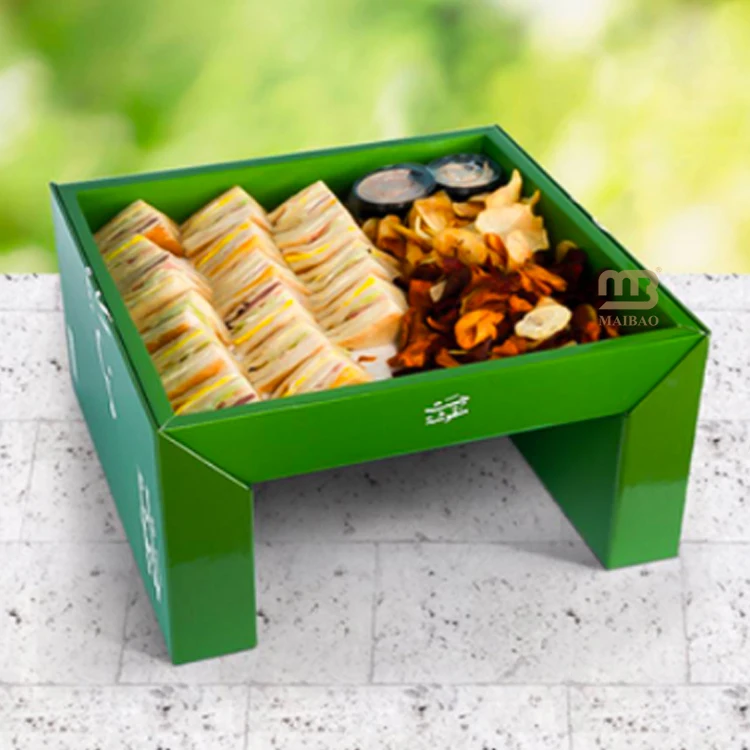 Коробка для чипсов с принтом на заказ, упаковка для еды на вынос, упаковка для гамбургеров, картонная коробка для закусок, пиццы, штабелируемая коробка для обеда